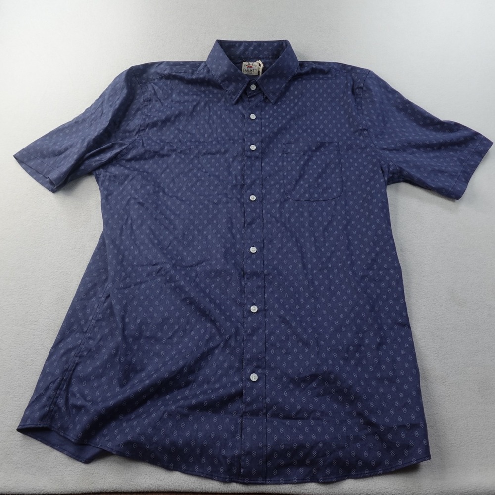 Faherty Movement Shirt Mens XL Tall XLT Navy Dusk Diamond Stretch NWT MWC0092